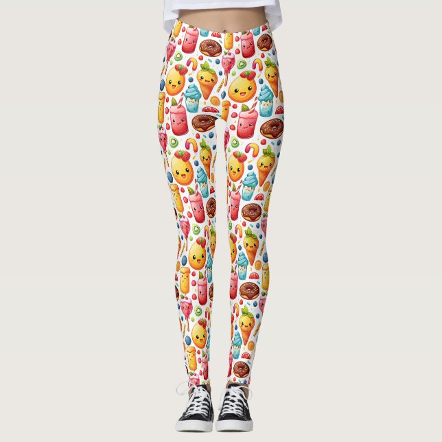 Legging Doces engraçados e engraçados (Frente)