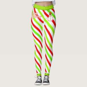 Legging Doces Striped Happy e Festivo com Snowman