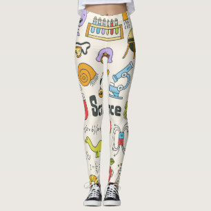 Legging Dodles Científicos: Conjunto Escolar Desenho À Mão