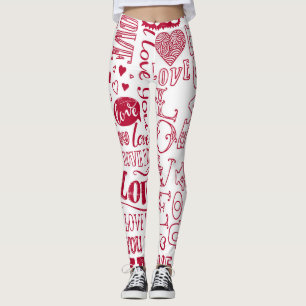Legging Dodles de amor feitos à mão, um padrão encantador.
