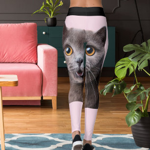 Legging Doida por Gatos Rosa e Preto Personalizada