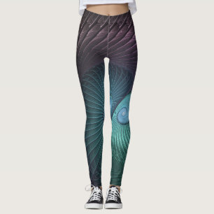Legging Dois Espirais Coloridos Arte Fractal Moderna Abstr