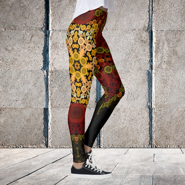 Legging Dot Mandala Flor Amarelo Vermelho e Preto (Criador carregado)