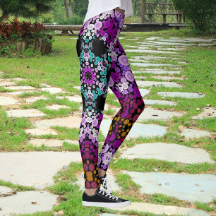 Legging Dot Mandala Flor Azul Rosa e Amarelo
