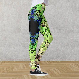 Legging Dot Mandala Flor Azul Verde e Amarelo