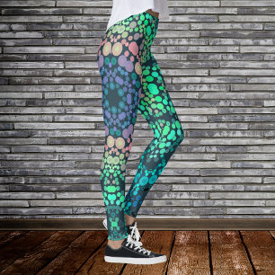 Legging Dot Mandala Flor Azul Verde e Rosa