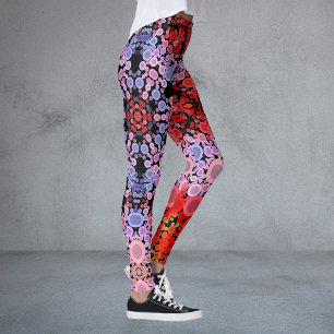 Legging Dot Mandala Flor Azul Vermelho e Rosa
