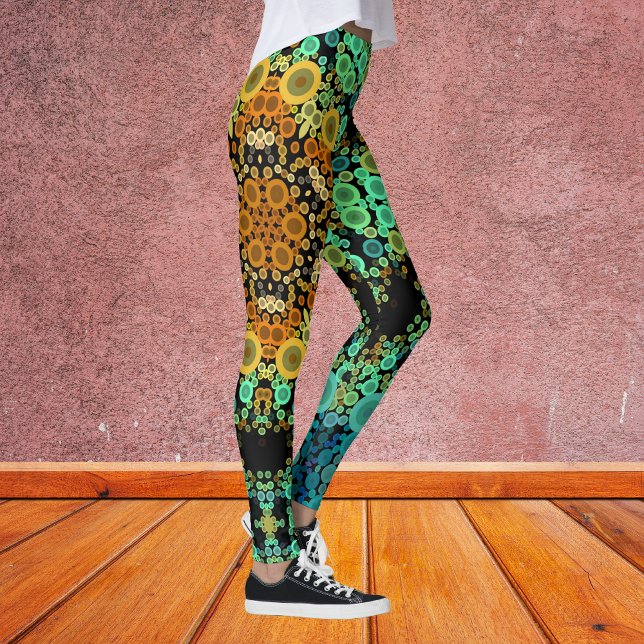 Legging Dot Mandala Flor Laranja Verde e Azul (Criador carregado)