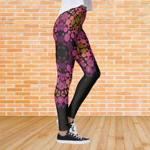 Legging Dot Mandala Flor Rosa Amarelo e Preto