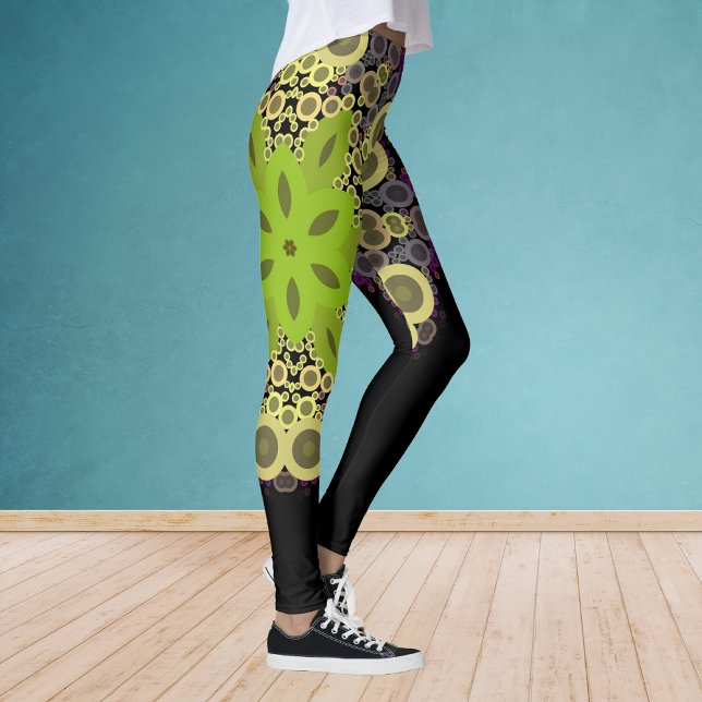 Legging Dot Mandala Flor Verde Amarelo e Puro (Criador carregado)