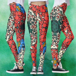 Legging Dot Mandala Red White Blue e Green