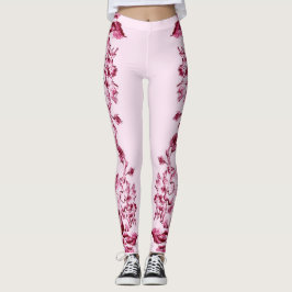 Legging Double Hibiscus  Pink on Lt Pink 