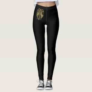 Legging Dourada cruz católica com asas