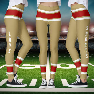 Legging Dourada Red White Team Jersey Cores Amor Esporte
