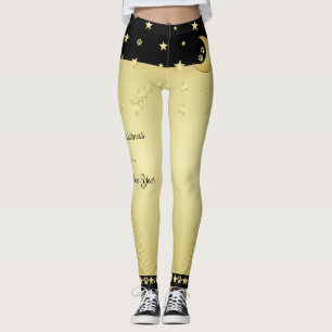 Legging Douradas estrelas brilhantes de Natal, patas em ou
