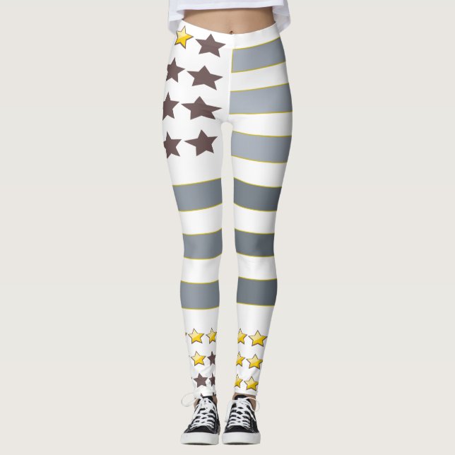 Legging Douradas estrelas de prata (Frente)