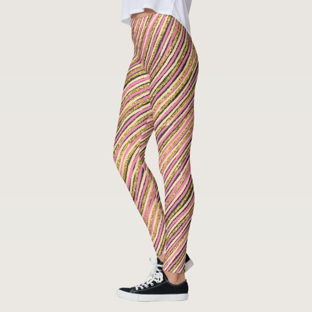 Legging Dourado brilho moderno strips luxo (Esquerda)