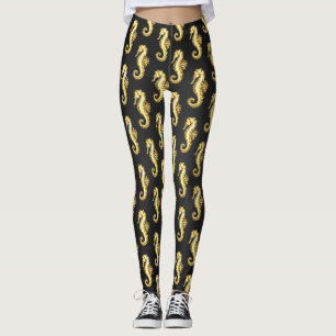 Legging Dourado Cavalo de Mar Poligonal