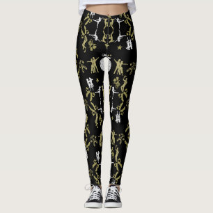 Legging Dourado Dançarino Padrão em Casa