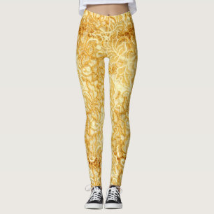 Legging Dourado detalhe do tecido de rendas, pano.