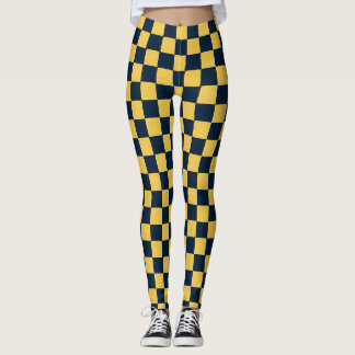 Legging Dourado e escuro Azul cheques feitos à mão