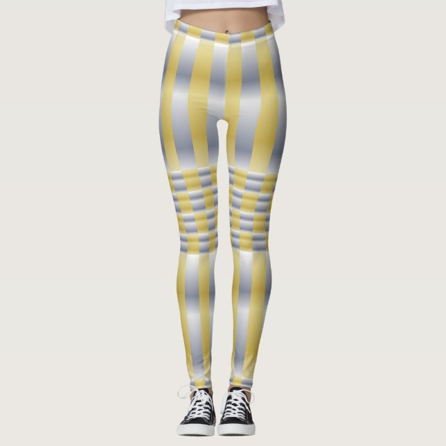 Legging Dourado e prateado (verificadores e riscas) (Frente)