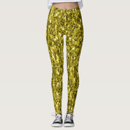 Legging Dourado escuro amarelo brilho falso faisca