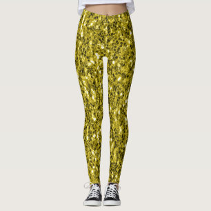 Legging Dourado escuro amarelo brilho falso faisca