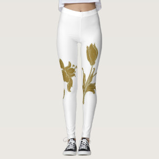 Legging Dourado Floral