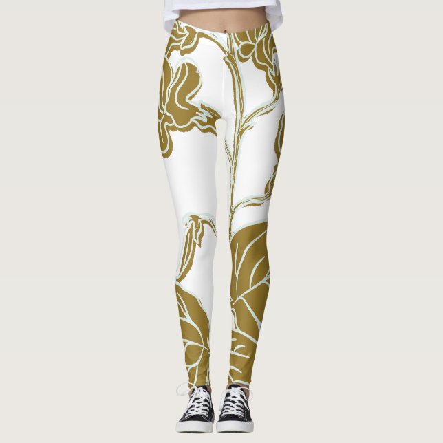 Legging Dourado Floral (Frente)