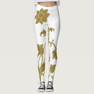 Legging Dourado Floral