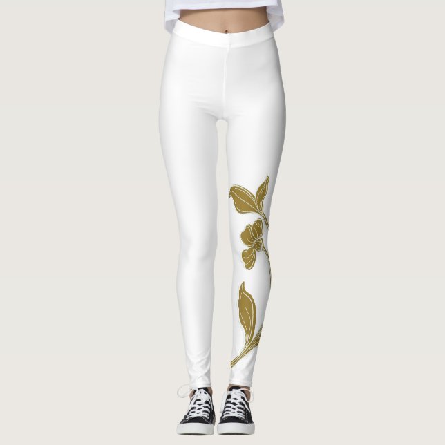 Legging Dourado Floral (Frente)
