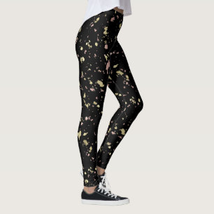 Legging Dourado Fosco e Flocos Preto Rosa Dourada