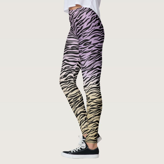 Legging Dourado Purple Black Zebra Print Watercolor Ombre (Esquerda)