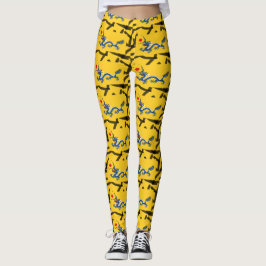 Legging dragão azul em amarelo