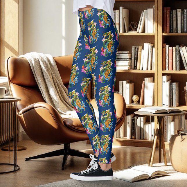 Legging Dragão Chinês Verde Koi (Criador carregado)