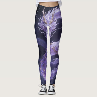 Legging Dragão da Galáxia Roxa | Dragão Cósmico Místico Fa