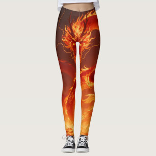 Legging Dragão de Fogo Fulgurante   Dragão de Chama Mítica