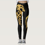 Legging Dragão Dourado Mágico Preto Encantado Minimalista<br><div class="desc">Este design foi criado através da arte digital. Pode ser personalizado clicando no botão personalizar e alterando a cor, adicionando um nome, iniciais ou as suas palavras favoritas. Entre em contato comigo em colorflowcreations@gmail.com se você quiser usar este design em outro produto. Compre minha pintura de acrílico abstrato original para...</div>