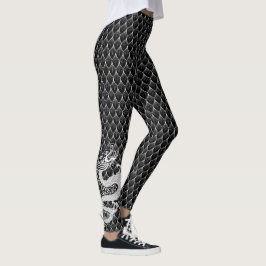 Legging Dragão pequeno preto e branco