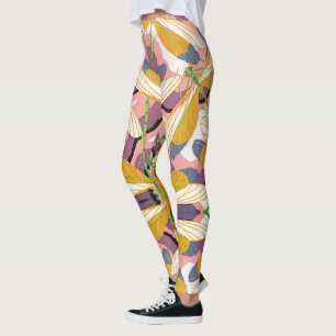 Legging Dragões e Libélulas de Jardim Pochoir Art Déco Jaz