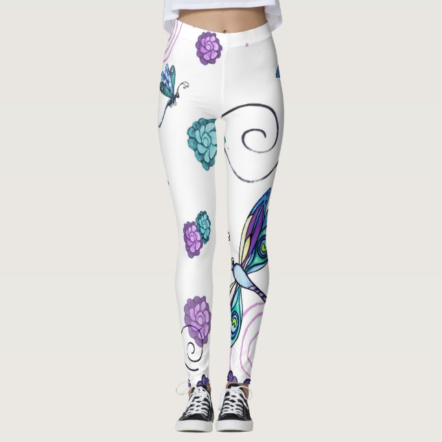Legging Dragonfly e leggens florais suaves (Frente)
