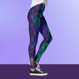 Legging Dramática Mardi Gras Purple Green Fleur di Lis