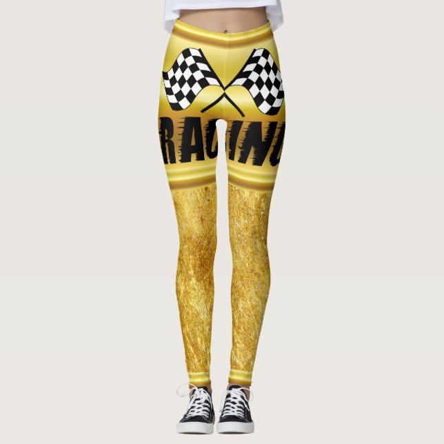Legging Duas bandeiras de corrida para a competição (Frente)
