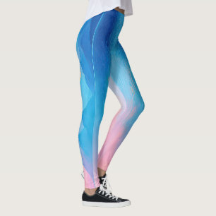Legging "Dunlach" Largura Rosa e Azul Paisagem Paisagem B