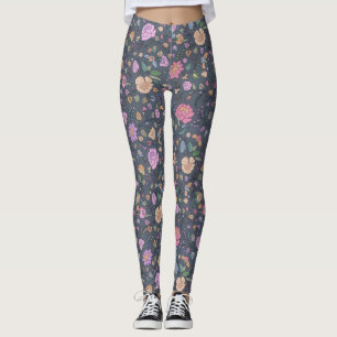 Legging Dusty Colors Modern Whimsical Colortion Floral