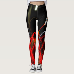 Legging Dynamic Red and White Abstract Long Exposure Light