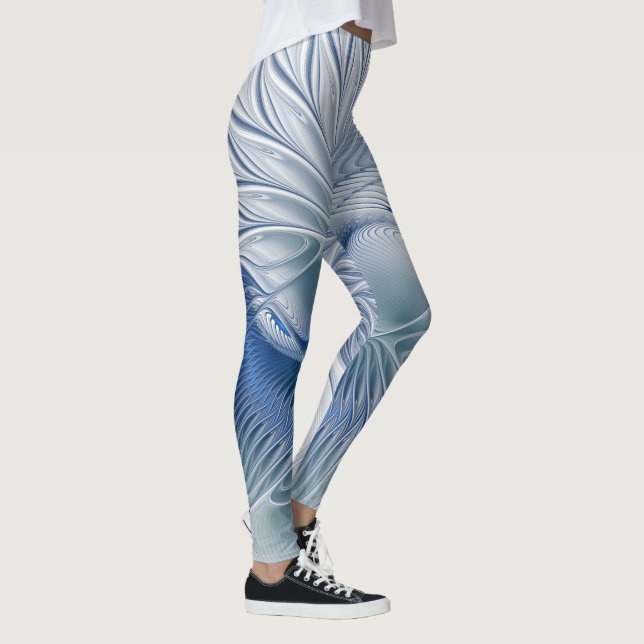 Legging Dynamics Fantasy Abstrato Blue Tones Arte Fractal (Direita)