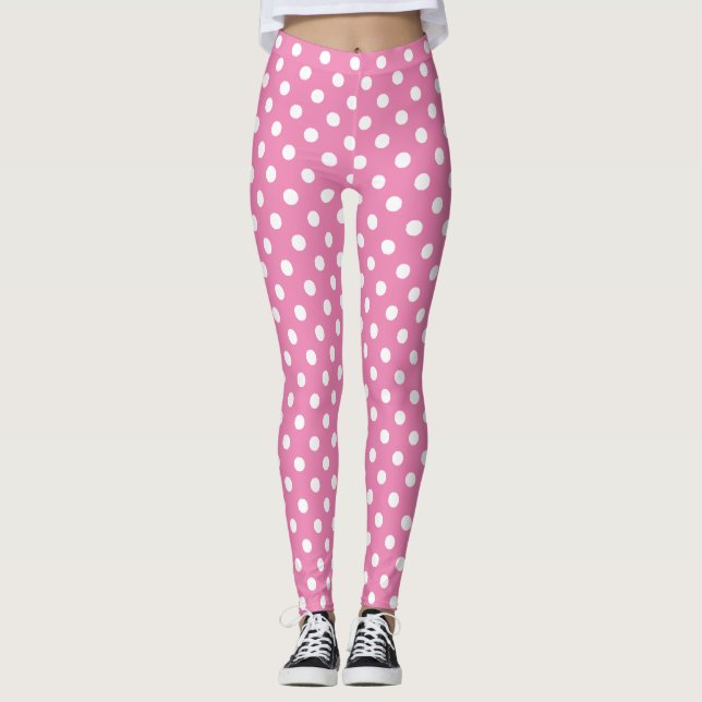 Legging  e Padrão de Bolinhas Brancas (Frente)
