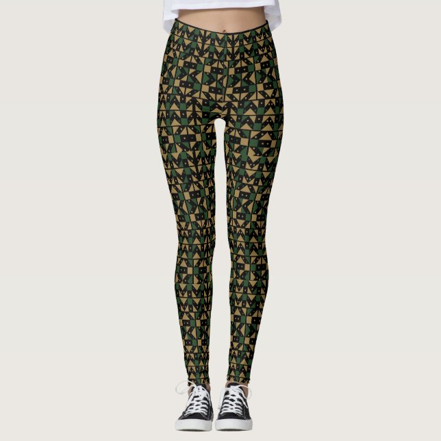 Legging Earthy Geometric Mosaic Pattern  (Frente)